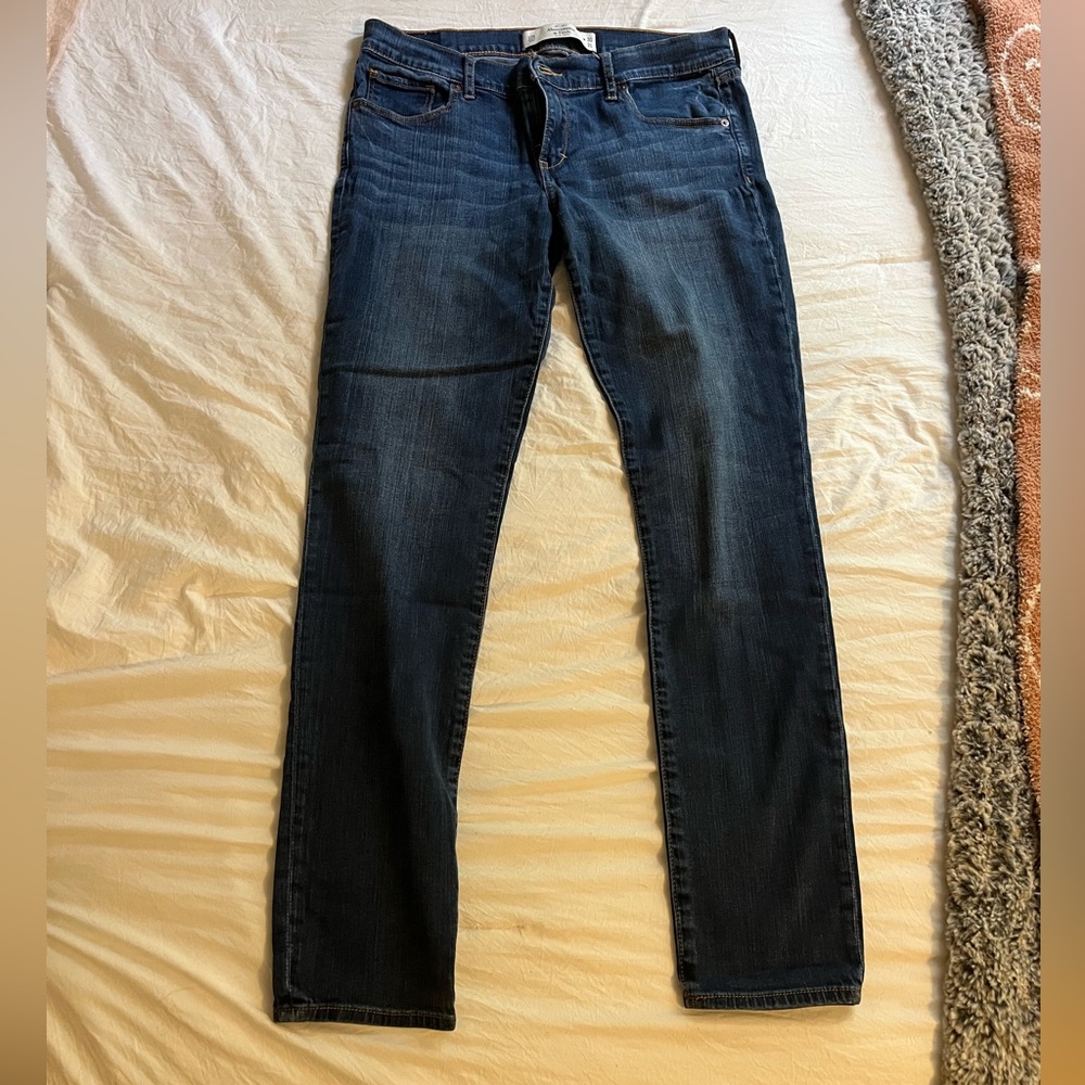 Abercrombie & Fitch Indigo Jeans with Tan Patch